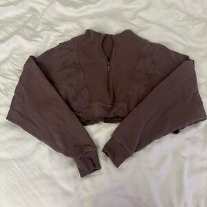 Buffbunny Threads Quarter Zip Crop - XS - Mocha Berry
